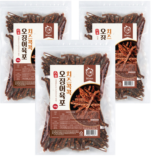 해야미 치즈 콕콕 오징어포, 300g, 3개
