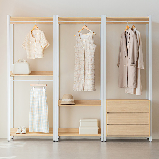 퍼리든 큐브 드레스룸 시스템 행거 2400 방문설치, 화이트오크