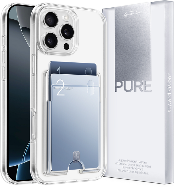 슈퍼디비전 2장 수납 퓨어 클리어 휴대폰 카드 케이스