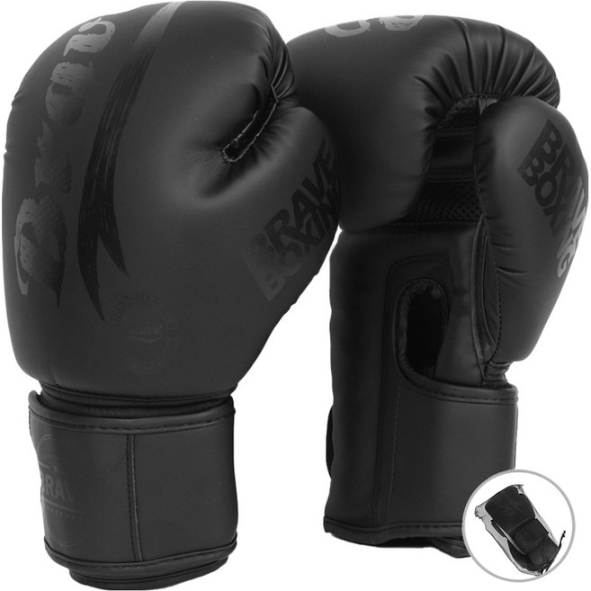 브레이브 파워 복싱 글러브 + 메쉬 가방, BLACK, 1세트