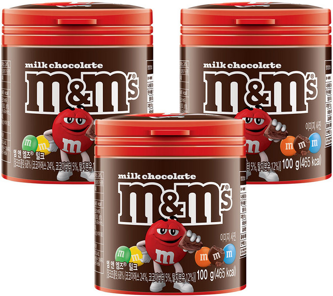 엠엔엠즈 밀크 초콜릿, 100g, 3개