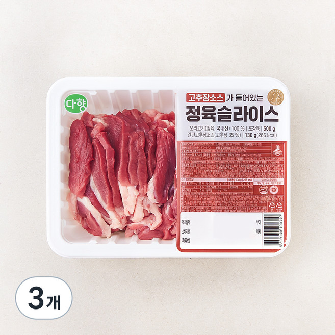 다향 오리로스 구이용(고추장소스) (냉장), 500g, 3개