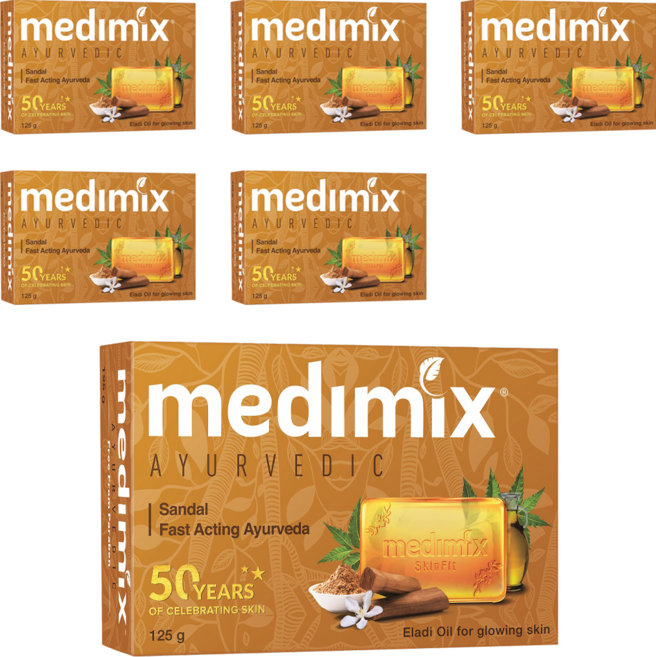medimix 印度綠寶石美肌皂 檀香, 125g, 6個