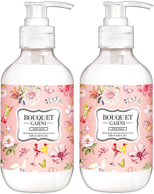 부케가르니 리프레싱 모이스처 핸드크림 화이트머스크, 290ml, 2개