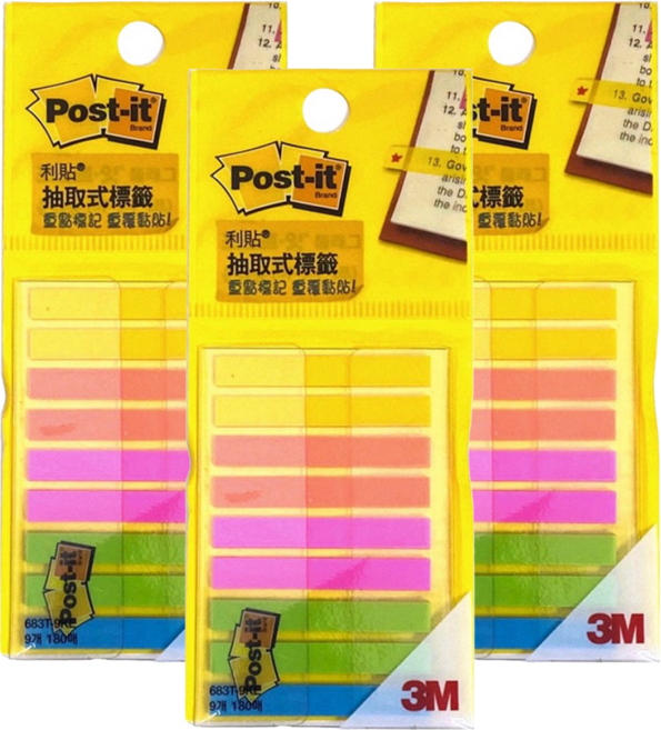 3M Post-it 利貼 抽取式標籤 683T-9KE, 180張, 3組