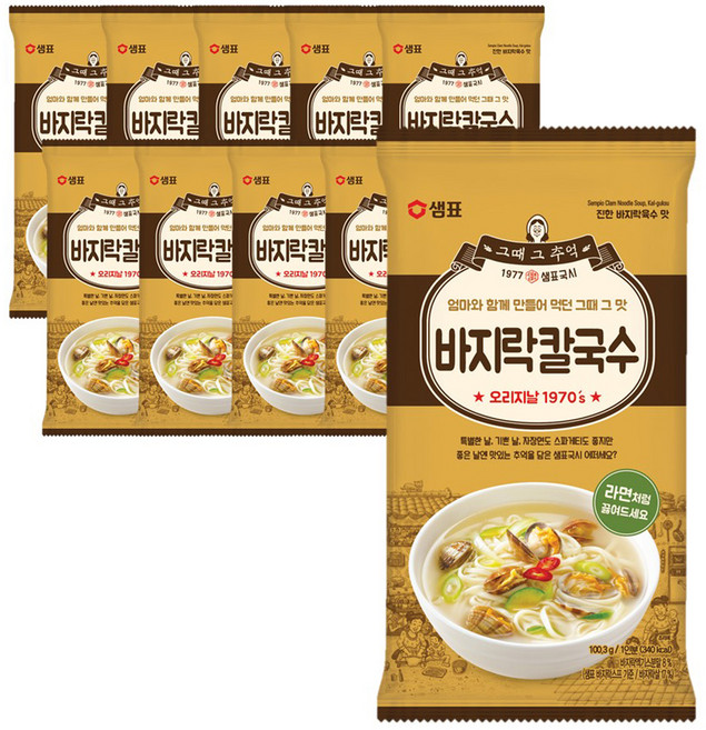 샘표국시 바지락 칼국수, 100.3g, 10개