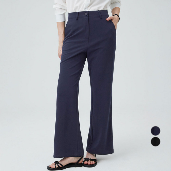 ELLEPARIS 여성용 풀스트레치 부츠컷 데일리 찰랑 밴딩 슬랙스