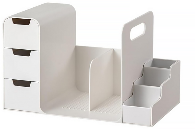 FAmILyLIFE 生活 大型文具書架桌上收納盒 A-168-W 35 x 20 x 21.5cm 1250g, 純白色, 1個