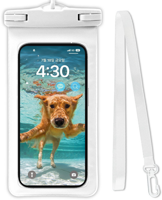 누아트 4중잠금 핸드폰 물놀이 방수팩 + 넥스트랩, 화이트, 1개