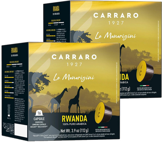 CARRARO RWANDA 盧安達 咖啡球 Dolce Gusto咖啡機適用, 7g, 16顆, 2盒