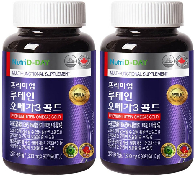 뉴트리디데이 프리미엄 루테인 오메가3 골드, 90정, 2개