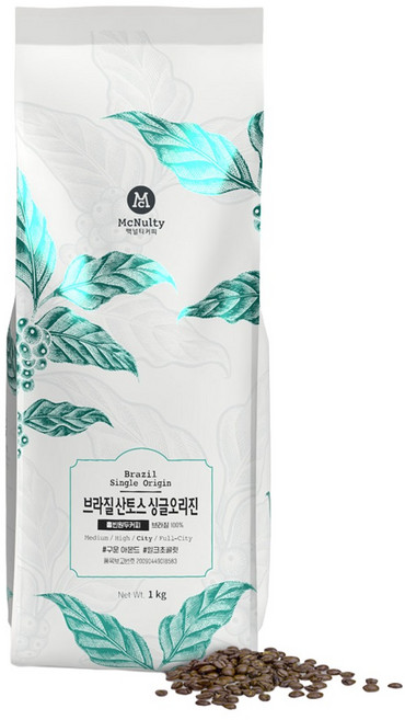 맥널티커피 브라질 산토스 싱글오리진 홀빈 커피 원두, 1개, 1kg