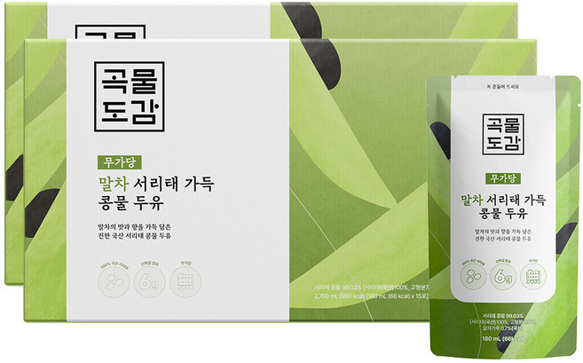 곡물도감 말차 서리태 가득 콩물두유, 180ml, 30개