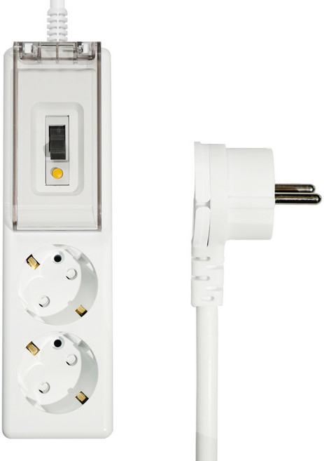 써지오 고용량 납작 슬림 안전 멀티탭 2구 DH-3029-NM, 화이트, 1개, 1.5m