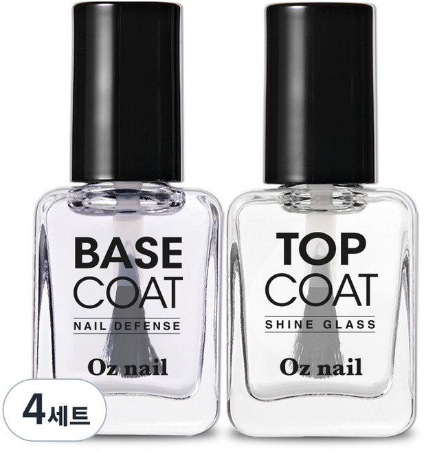오즈네일 매니큐어 네일 기초 탄탄 2종 세트, 4세트, 베이스 코트 8ml + 탑 코트 8ml
