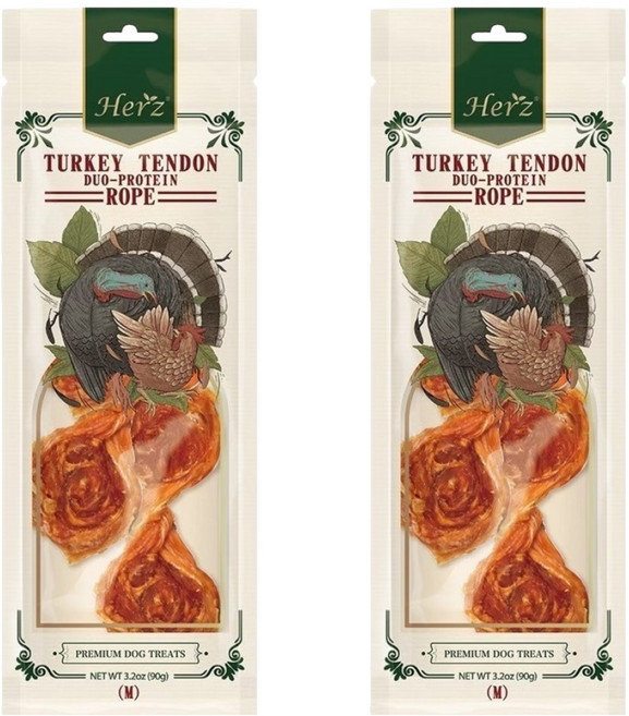 Herz 赫緻 火雞筋雞肉8字骨 狗零食 M, 2個, 90g, 火雞