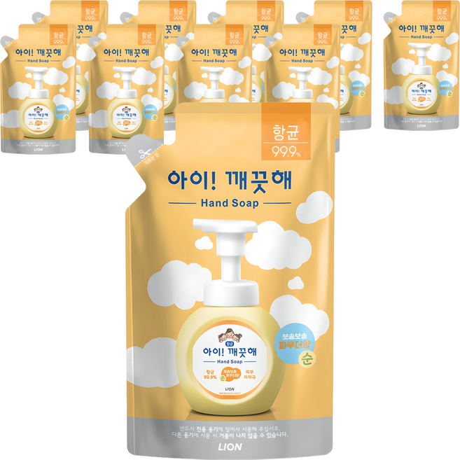 아이깨끗해 핸드워시 순 파우더향 리필용, 200ml, 10개