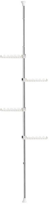 頂天立地多功能可調式不鏽鋼衣帽架, 不鏽鋼白