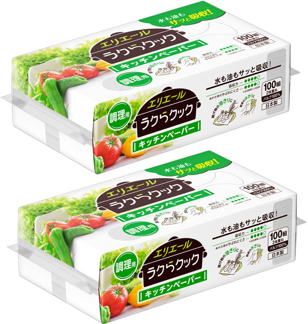 elleair 艾黎艾爾 超厚吸油吸水抽取式廚房紙巾, 1入, 2包