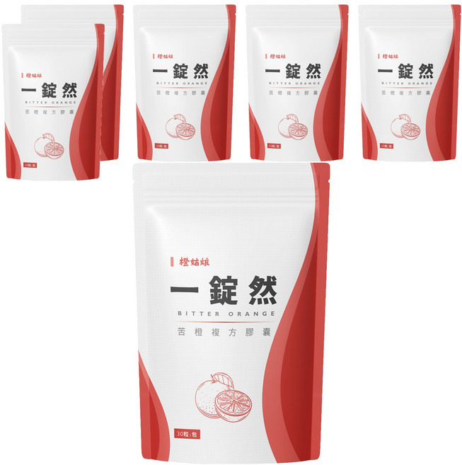 橙姑娘 一錠然 苦橙複方膠囊, 6包, 0.6g, 30顆