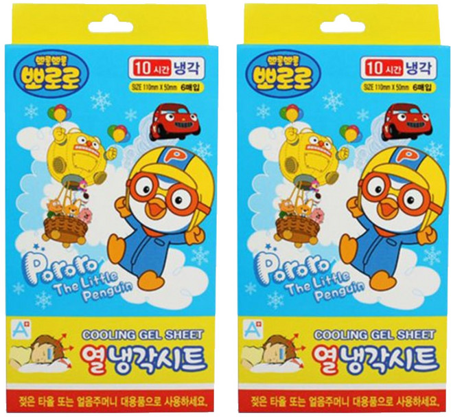 아텍스 뽀로로 어린이 열 냉각시트 해열시트, 6매입, 2개