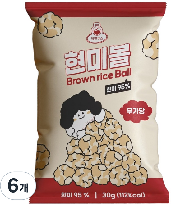 당연구소 무가당 현미볼 과자, 6개, 30g