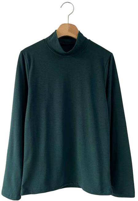 안다로미 여성용 기모 스판 피치 반폴라 티셔츠