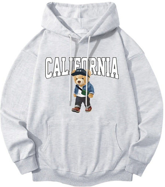 일루소 남녀공용 소프트 기모 캘리포니아 베어 후드티