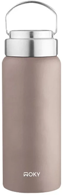 WOKY 沃廚 台灣公司貨 提手輕芯鈦瓷易潔層保溫瓶, 淵谷咖, 500ml, 1個
