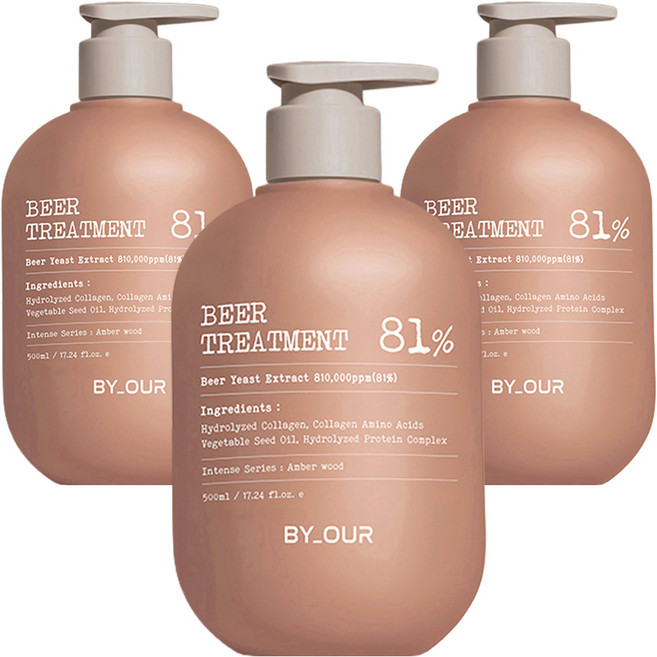 바이아우어 81만PPM 단백질 맥주효모 트리트먼트, 500ml, 3개