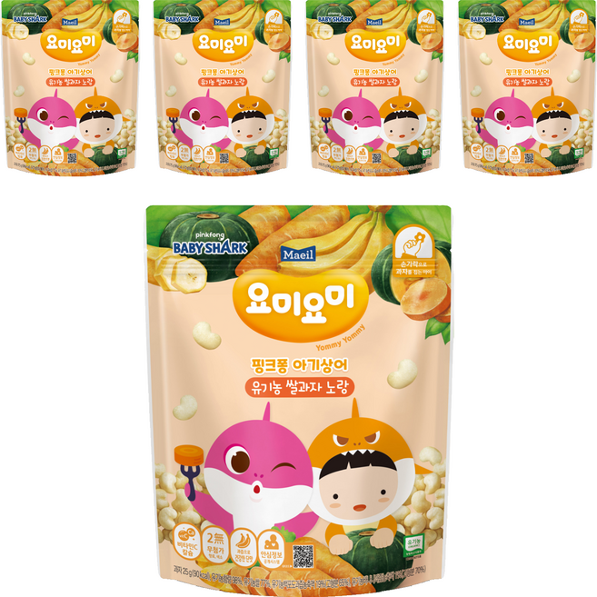 요미요미 유기농 쌀과자, 단호박 + 당근 + 바나나, 25g, 5개