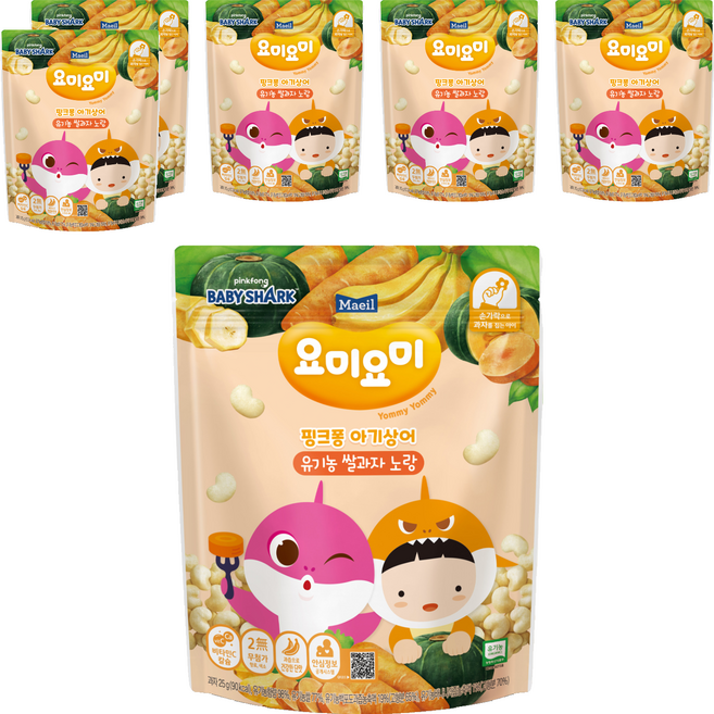 요미요미 유기농 쌀과자, 단호박 + 당근 + 바나나, 25g, 6개