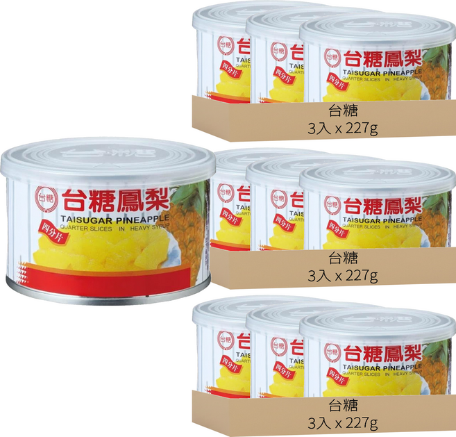 台糖 四分片鳳梨罐, 227g, 9罐