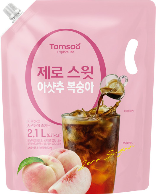 탐사 제로스윗 아샷추 복숭아, 1개, 2.1L