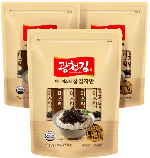 광천김 미니미스틱 참 김자반, 70g, 3개