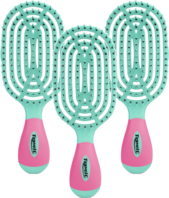 뉴웨이 헤어브러쉬 트래블씨, 3개, Green