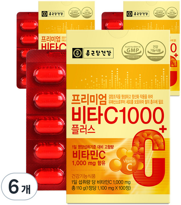 종근당건강 프리미엄 비타C 1000플러스, 100정, 6개
