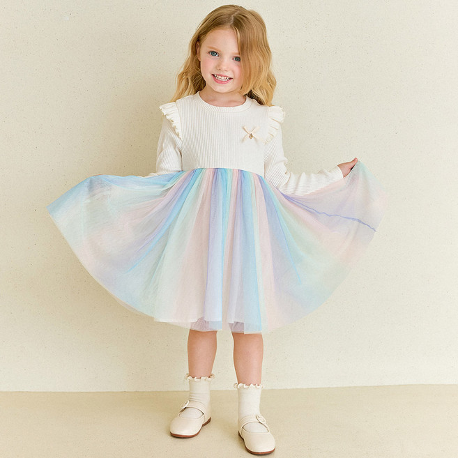 헤이미니 하트 리본 테잎 레인보우 샤 원피스