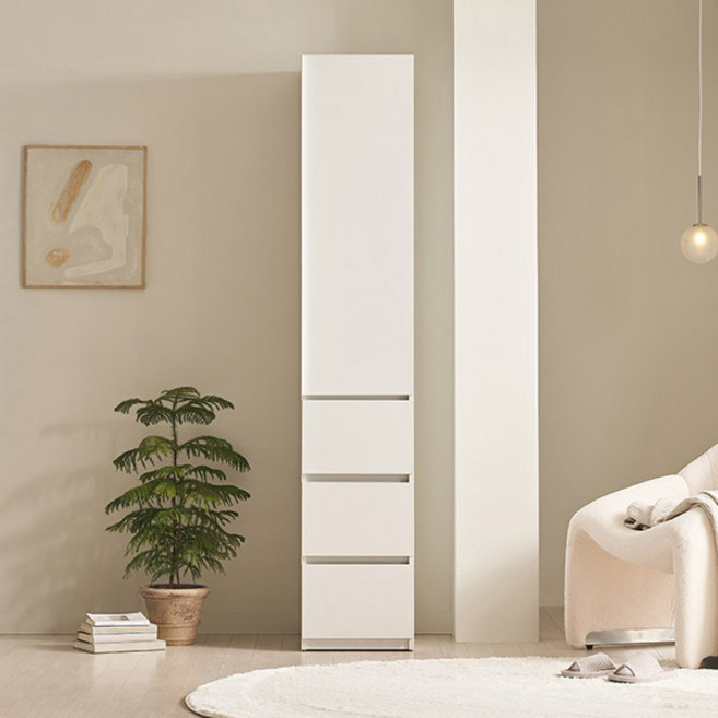 삼익가구 국내 제조 리뉴 3단 서랍형 키큰 옷장 400 방문설치, 화이트