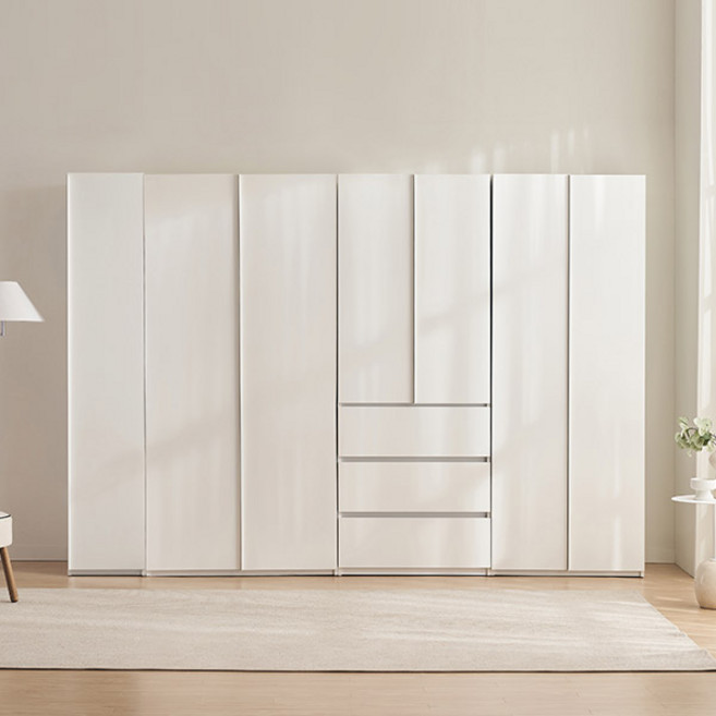 삼익가구 리뉴 키큰 옷장 800 행거형 A + 800 행거형 B + 800 3단 서랍형 + 400 행거형 세트 방문설치, 화이트