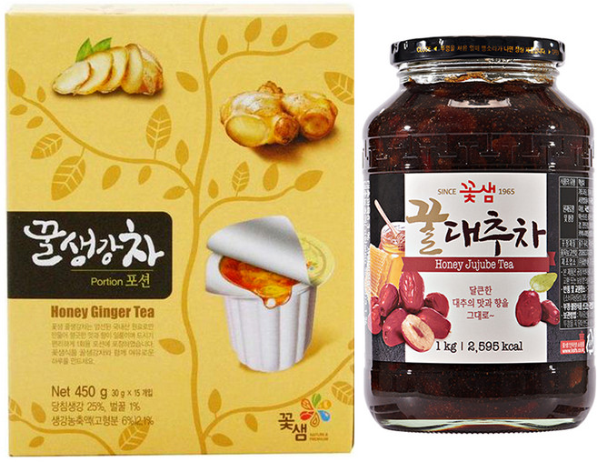 꽃샘 참조은 꿀 생강차 포션 30g x 15p + 꽃샘 꿀대추차 1kg, 1세트, 450g, 1개