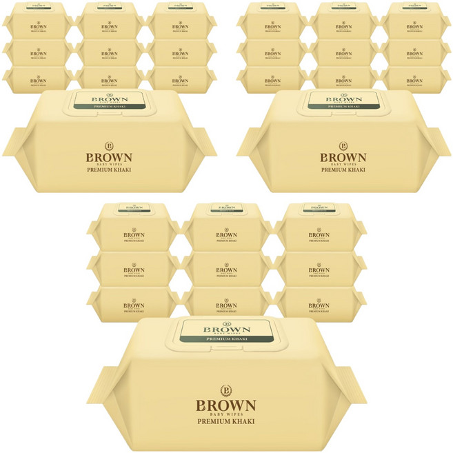브라운 프리미엄 카키 도톰한 아기 물티슈 엠보싱 캡형, 73g, 70매, 30개