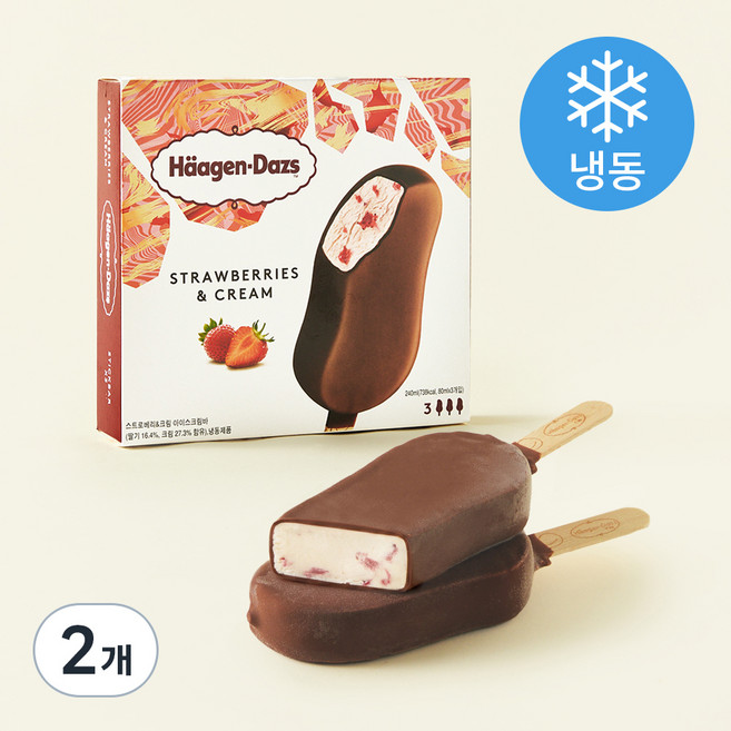 하겐다즈 멀티바 아이스크림 스트로베리 앤 크림 (냉동), 80ml, 3개입, 2개