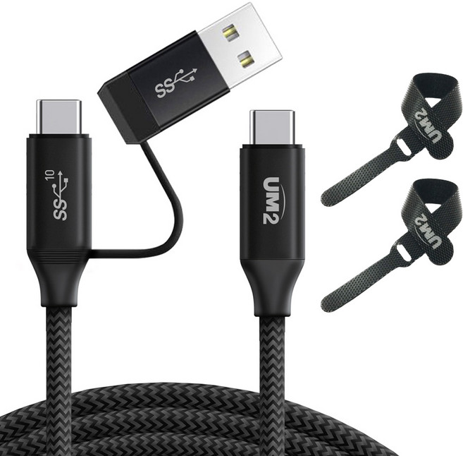 유엠투 C to C to A 3 in 1 멀티 고속 충전 케이블 C3IN1, 블랙, 1개