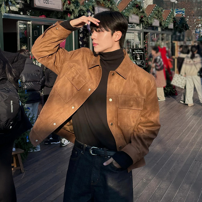 MIND BRIDGE 男士皮革卡車司機夾克 M1JP2101