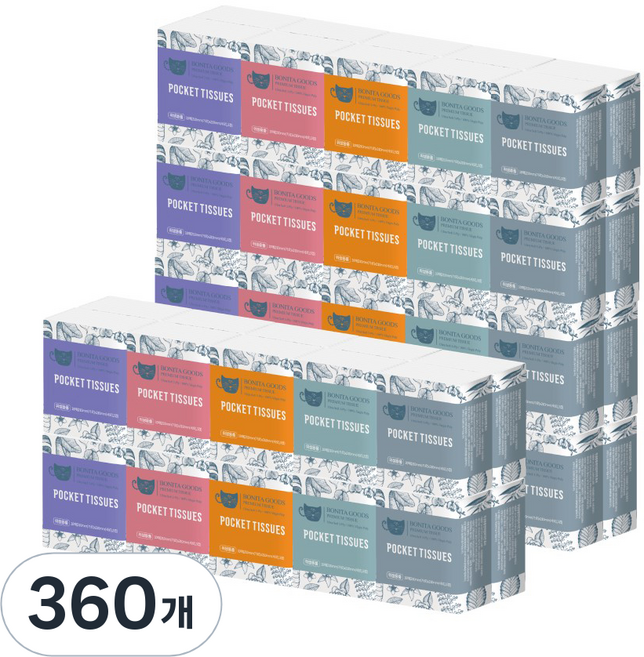 보니타굿즈 펄프 3겹 미니 포켓 티슈, 10매, 360개