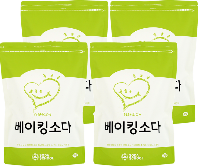 소다스쿨 베이킹소다 대용량, 3kg, 4개
