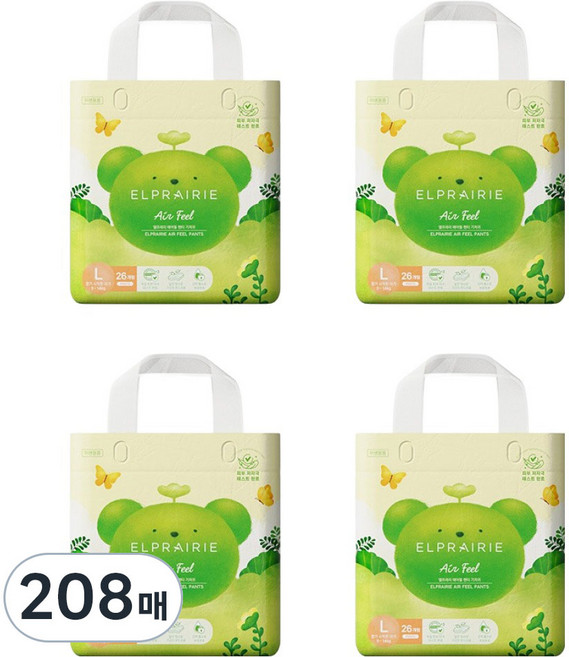 엘프레리 에어필 팬티형 기저귀 남여공용, 대형(L), 208매