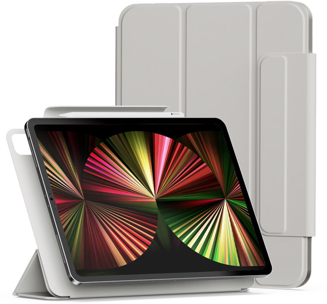 신지모루 마그네틱 폴리오 펜슬 커버 태블릿PC 케이스, 웜 그레이, 1개