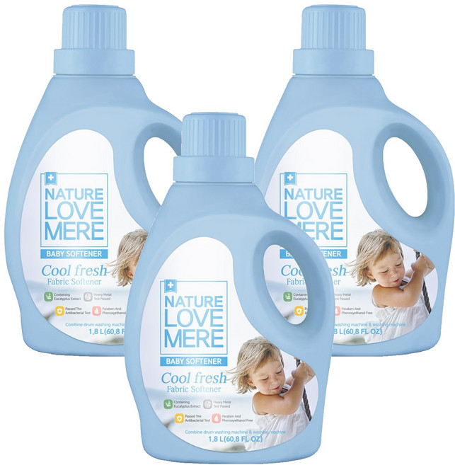 네이쳐러브메레 쿨프레쉬 유아 섬유유연제 코튼향 본품, 1.8L, 3개